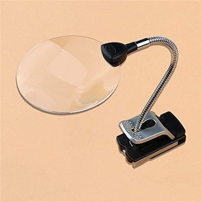 Magnifier 2.5X/8X LED Illuminating Magnifier Metal Hose Glass Desk Table Reading Lamp Light with Clamp Repair Magnifying