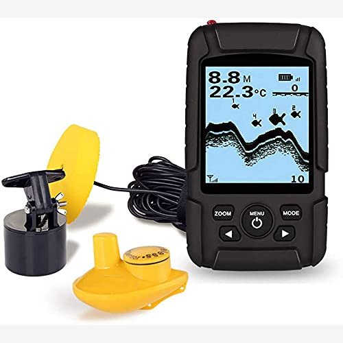 Fish Finder Portable Fish Finder Contour Readout Handheld Fishfinder 3ft(1m) to 328ft (100m) with Sonar Sensor Transducer and LCD Display Sensitivity Options Fish Depth Finder