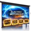 Motorized Projector Screen Pull Down 100 Inch 16:9 HD Automatic Projector Screen with Remote, Electric Retractable Black Projection Screen Portable, Roll Up Movie Screens for Projectors Outdoor Indoor view 1