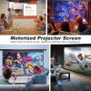 Motorized Projector Screen Pull Down 100 Inch 16:9 HD Automatic Projector Screen with Remote, Electric Retractable Black Projection Screen Portable, Roll Up Movie Screens for Projectors Outdoor Indoor view 3