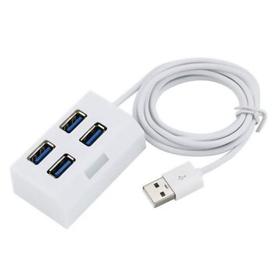 4 Ports Mini USB 2.0 HUB Splitter Elaborate Manufacture Prolonged Durable Adapter External Converter for Laptop Desktop (Color : Black) (White)