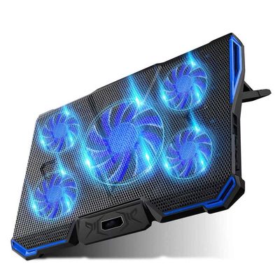 12-17 Inch Gaming Laptop Cooler Cooling Pad 5 Quiet Fans USB Powered Blue LED Light 7 Level Adjustable Mount Stands