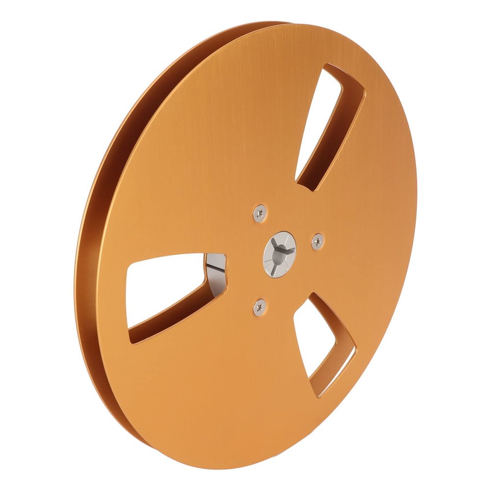 1/4 7 Inch Empty Reel Universal, Recording Tape Reel 3 Holes Aluminum Alloy Opening Machine Part Takeup Reel (Gold)