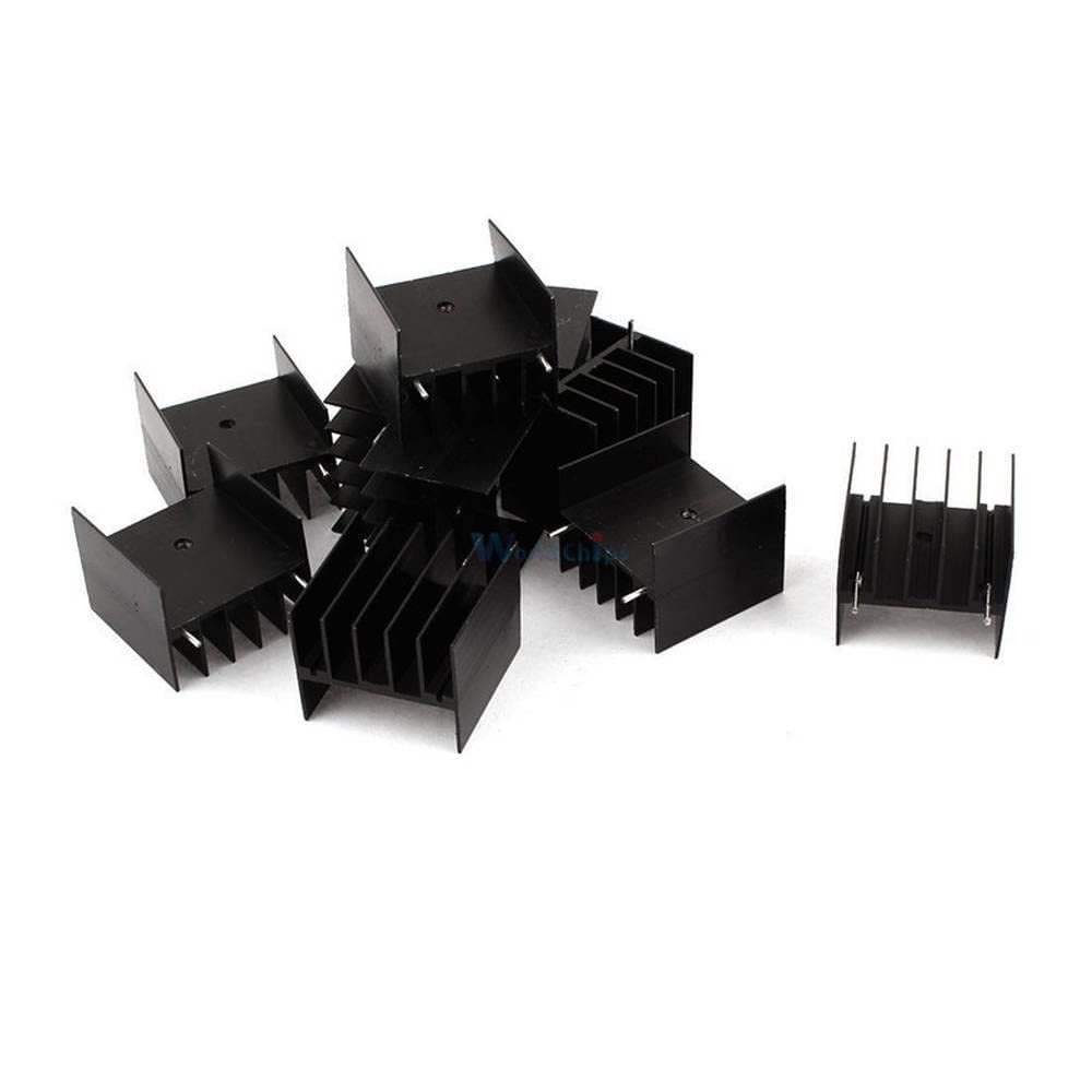 10pcs Black Aluminum Cooler Heat Sink Heatsink 30x30x25mm for Power IC