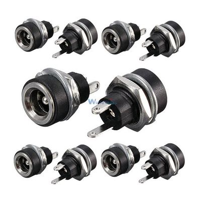 10Pcs 3A 12v for DC Power Supply Jack Socket Female Panel Mount Connector 5.5mm 2.1mm Plug Adapter 2 Terminal Types 5.5x2.1