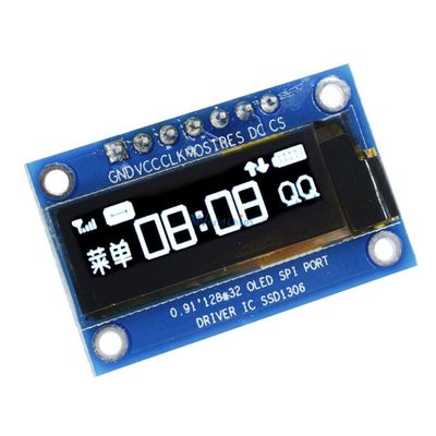 0.91 Inch 128x32 White OLED LCD Display DIY OLED Module SSD1306 Driver IC for Arduino PIC SPI Port DC 3.3V-5V