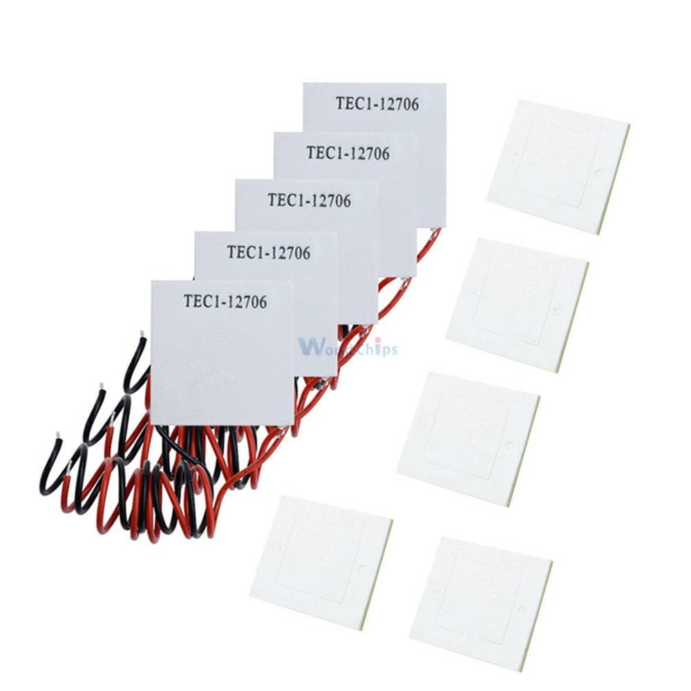 10pcs TEC1-12706 12V 60W Heatsink Thermoelectric Cooler Cooling Peltier Plate Module with Insulation Cotton Washer