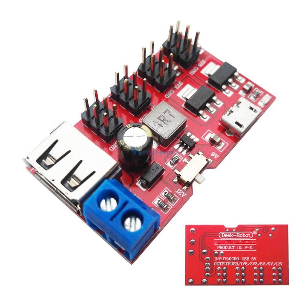 1Pcs USB Power Breakout DC to DC Power Module Micro USB 5V to 1.8V/3.3V/5V/9V/12V Top
