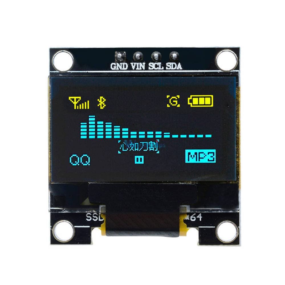 0.96 inch IIC Serial Yellow Blue OLED Display Module 128X64 I2C SSD1306 12864 LCD Screen Board GND VCC SCL SDA 0.96" for Arduino