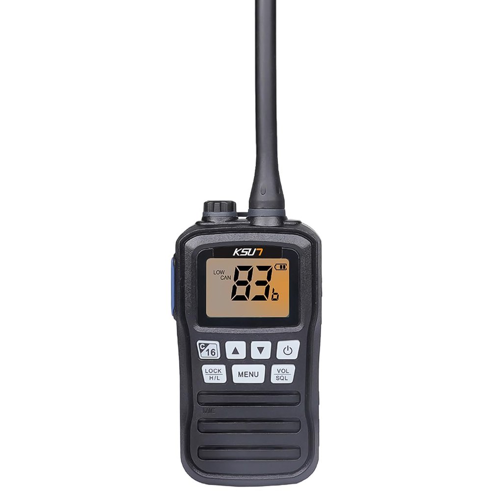 Handheld Two-Way VHF Marine Radio IPX7 Waterproof,LED Screen,10 NOAA Weather Channels,Flashing Light,Falling Water Alarm KSUN P25 (1 Pack)
