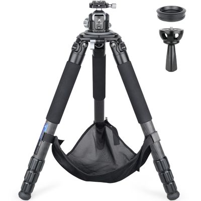 Carbon Fiber Tripod AS90C with Low Profile Ball Head LB52 and Stone Bag ARTCISE Heavy Duty Professional Camera Stand for Canon Sony Nikon DSLR Camcorder,Max Load 88lbs