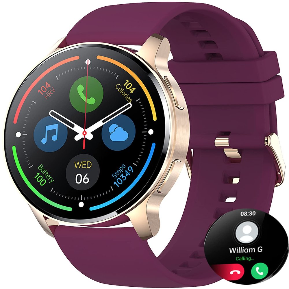 Smart Watch for Women Men (Answer/Make Calls), Smartwatch for Android and iOS Phones with 1.32" HD Full Touch Screen AI Voice Assistant Music Control Sleep Tracker,Purple