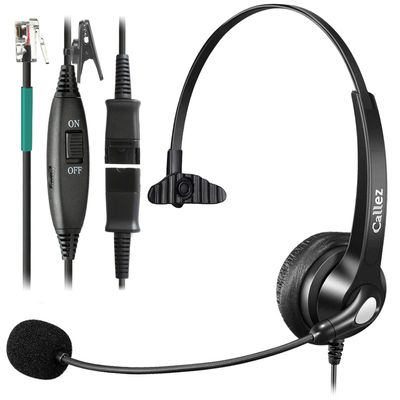 RJ9 Telephone Headset with Mic Noise Cancelling, Quick Disconnect Phone Headset Compatible with Polycom VoIP VVX311 VVX411 VVX250 Plantronics S12 T110 ShoreTel 480 Nortel NEC Aastra Mitel Desk Phones