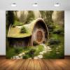 BELECO 7x5ft Fabric Fantasy Hobbiton Cave Backdrop Matamata Rural Green Living Cabin in Forest Background for Hobbit Ring Lord Party Decor Birthday Baby Shower Photo Studio Props view 2
