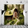 BELECO 7x5ft Fabric Fantasy Hobbiton Cave Backdrop Matamata Rural Green Living Cabin in Forest Background for Hobbit Ring Lord Party Decor Birthday Baby Shower Photo Studio Props view 3