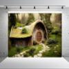 BELECO 7x5ft Fabric Fantasy Hobbiton Cave Backdrop Matamata Rural Green Living Cabin in Forest Background for Hobbit Ring Lord Party Decor Birthday Baby Shower Photo Studio Props view 4