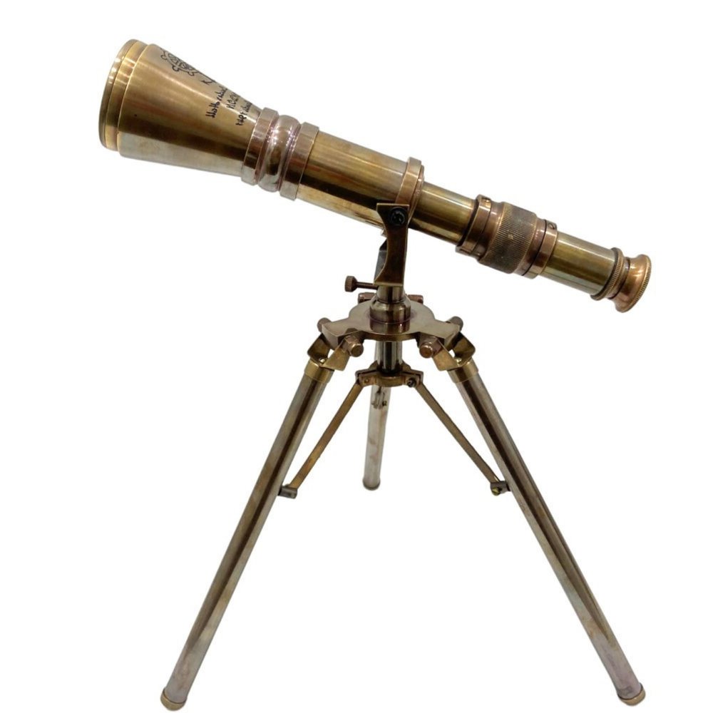 Handmade Antique Brass Single Barrel Desktop Telescope Nautical Collectible, Marine Maritime Decor, Royal Look for Home & Office Display