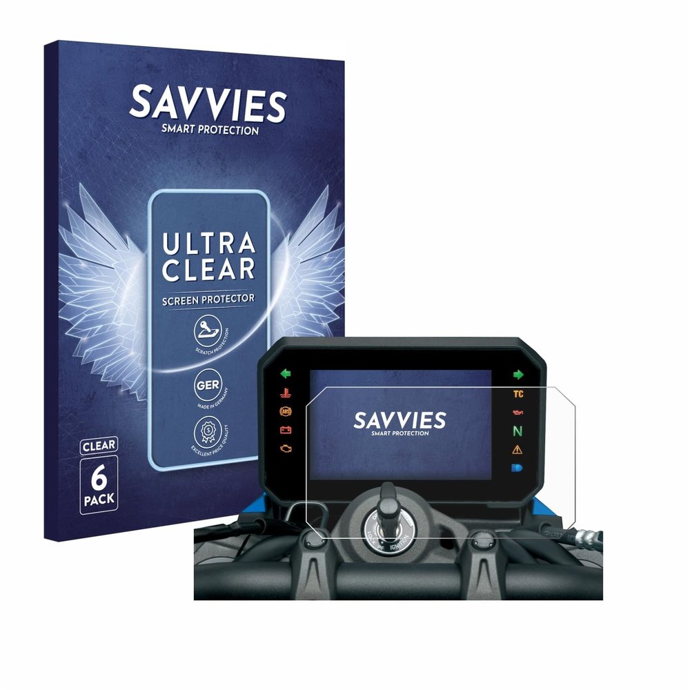 savvies Screen Protector Compatible with Suzuki GSX-8S 2023 Protection Film Clear 6-Pack