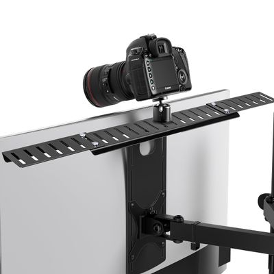 HumanCentric DSLR Monitor Mount Extra Large, Desk Camera Mounting, Light Webcam, Microphone Shelf for Monitor VESA Arm, Replace Clamp Tripods, 100x100mm Patterns, Aluminum, Hardware Included