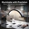 Atlas View Bling Half Moon Lash Light | Dimmable LED Diamond Esthetician Light for Eyelash Techs - LED Floor Lash Lamp with Adjustable Height, Touch Control & Stable Base | Warm & Cool Tones | Black view 2