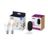 Bundle of WiZ Indoor Security Camera, 1080p HD Video with Motion Detection and Full-Duplex Audio and WiZ Connected 2-Pack Color 60W A19 Smart WiFi Light Bulb, No Hub Required view 1