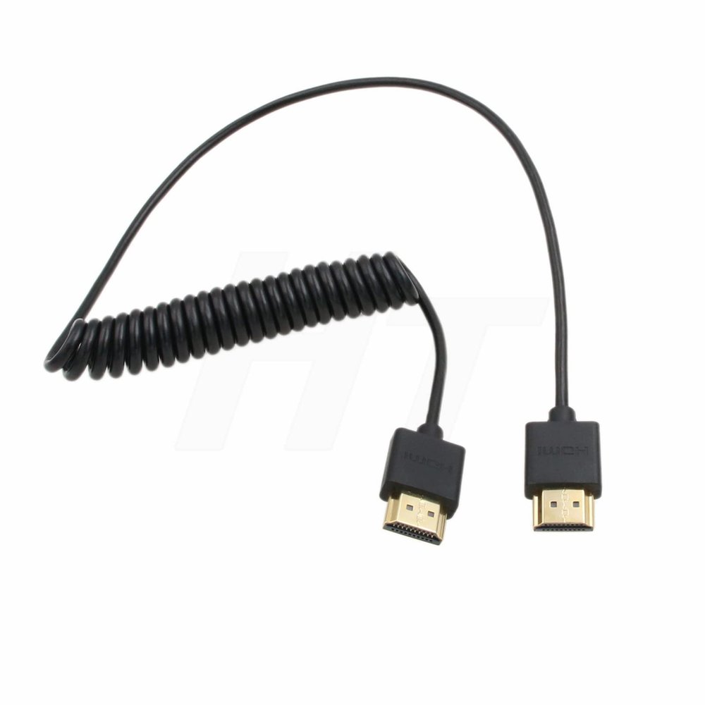 HangTon HDMI 8K 4K 60fps Cable Coiled 50cm for Sony A9 Canon C500 Panasonic GH5 Nikon Camera Atomos Ninja V SmallHD Blackmagic Monitor Type A HDMI 2.1 Thin Flexible