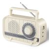 Audiocrazy Portable AM FM Radio Plug in Wall or Battery Operated Radio with Best Reception, Bluetooth,Headphone Jack,Large Dial Easy to Use for Seniors Elderly Cream view 1