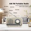 Audiocrazy Portable AM FM Radio Plug in Wall or Battery Operated Radio with Best Reception, Bluetooth,Headphone Jack,Large Dial Easy to Use for Seniors Elderly Cream view 2