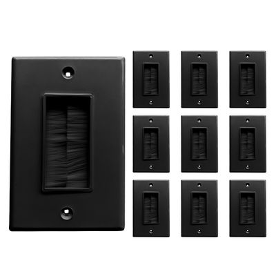 BestMounts - 10 Pack Brush Wall Plates Cable Pass Through - Decora Style Single Gang Brush Plate for Behind Wall Cable Management - Wall Cable Pass Through Insert for Wires, HDTV, HDMI & Home Theater