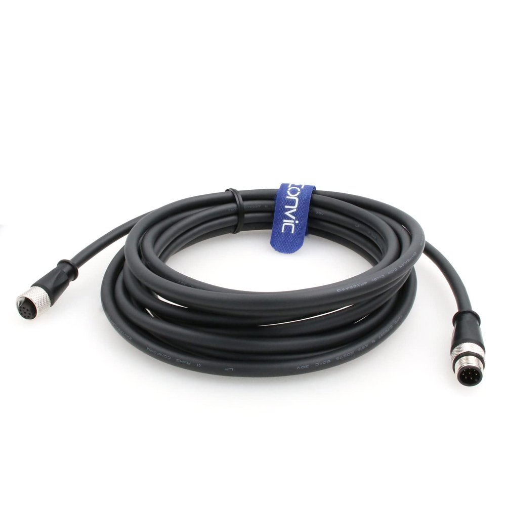 Eonvic Industrial M12 8 Pin Male to Female Aviation Sensor Connector Waterproof M12 A Code Shielded Signal Cable (3M/9.8ft)