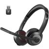 JIAMQISHI Wireless Headset with Mic for Work, Bluetooth V5.2 Headphones with AI Noise Cancelling Microphone, USB Dongle, Clear Calls & Mic Mute, for Laptop, PC, iPhone & Android Phones view 1