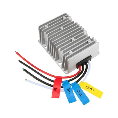 Rebower DC to DC Converter Regulator Waterproof Convert Transformer, [for Trucks Cars Ships] - DC 48V(38V-60V) Step-Up to DC 24V 22A 528W/Silver Tone Black