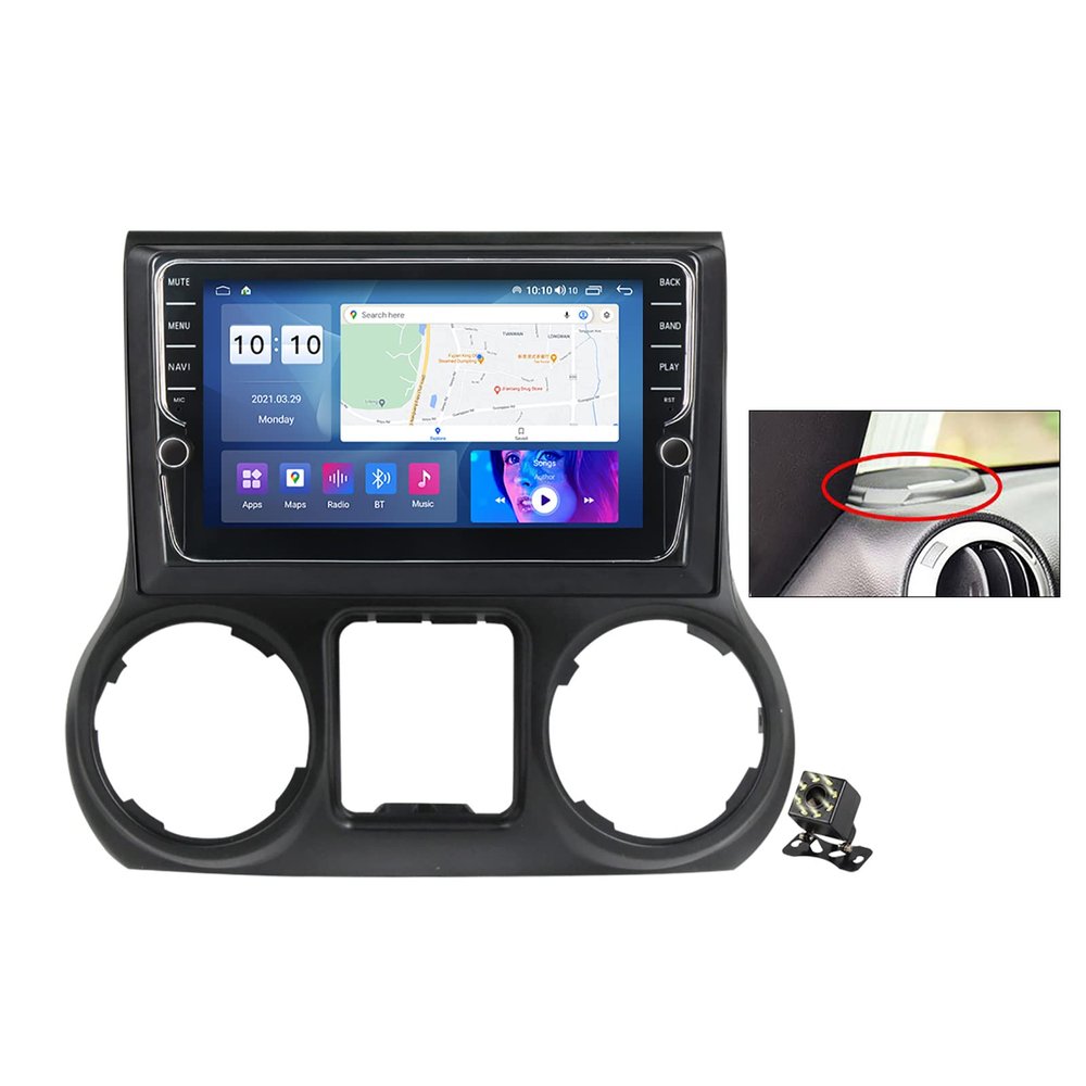 10" Car Radio Media Player for Jeep Wrangler 3 JK 2010-2018 Android 11 Car Stereo with Navigation GPS/Car-Play/Android Auto/Wifi/4G/BT/Steering Wheel Control+Camera,K600s/6+128g/b