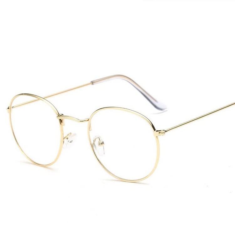TUDEXX Fashion Round Reading Glasses Women Men, Blue Light Blocking Computer Flat Glasses, Anti Eye Strain/Glare Readers (Color : Gold, Size : +350)