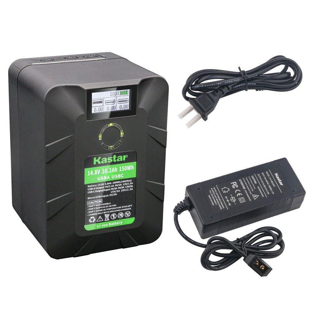 Kastar 1-Pack BP-Y150W V Mount Battery and D-Tap Charger Compatible with Lilliput Q13 13.3" 12G-SDI Studio/Broadcast Monitor, Lilliput Q28 28" 12G-SDI Professional Production Studio Monitor