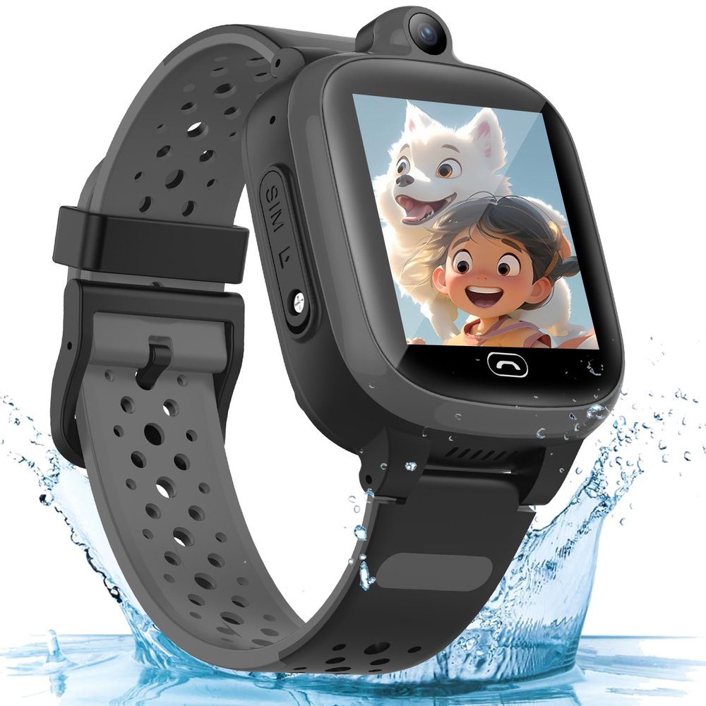 TEZILON Kids 4G GPS Smart Watch, Global Real-Time Tracking Phone Video Call and Text Geo-Fence SOS Emergency Alert Voice Message Camera Pedometer Waterproof Anti-Lost GPS Tracker Birthday Gift