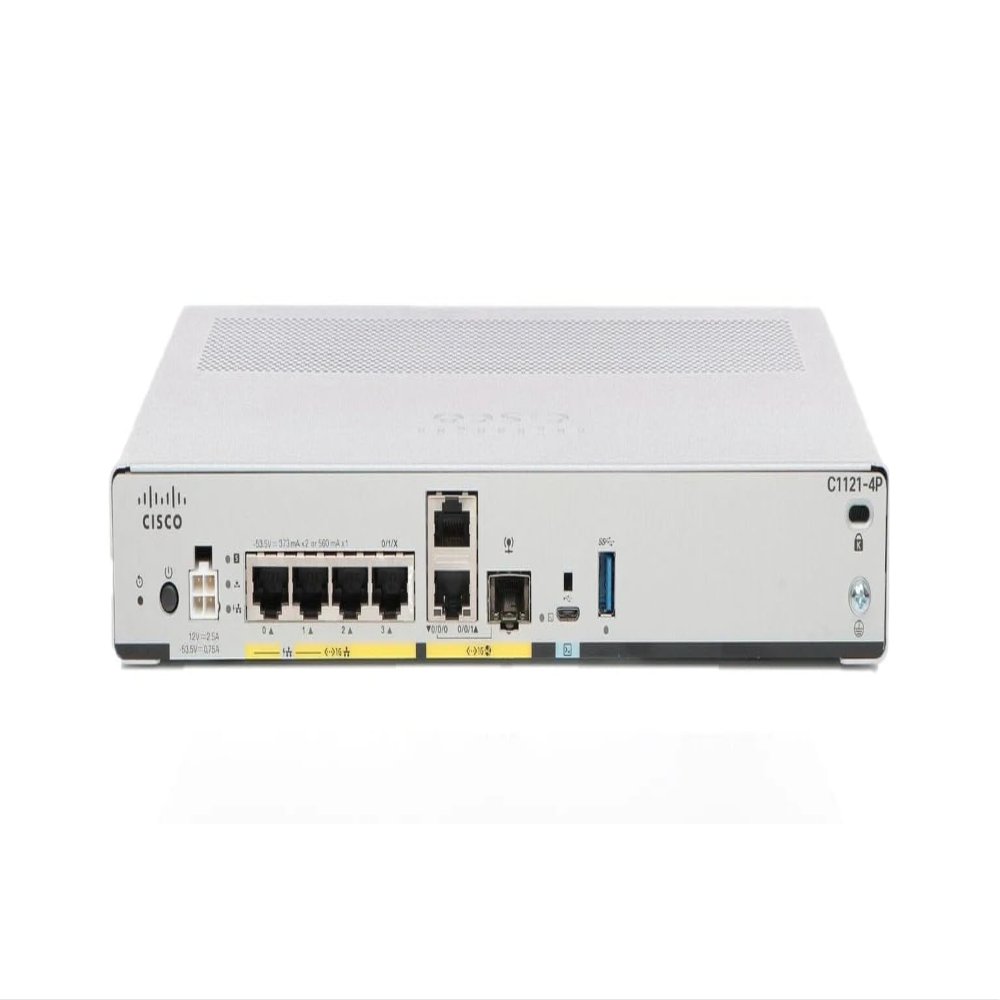 Cisco C1121-4P ISR 1100 Series 4-Port Dual GE/SFP Integrated Services Router w/ Power Adapter (Renewed)