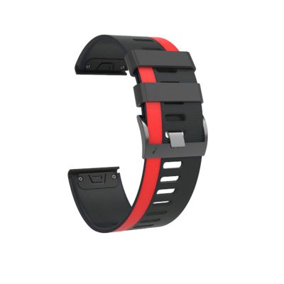 AEHON 26 22mm Quick Release Watchband Strap for Garmin Fenix 6X 6 Pro Watch Easyfit Wrist Band Strap for Garmin Fenix 5X 5 3 3HR Watch (Color : Black Red, Size : 22mm Fenix 5 5Plus)