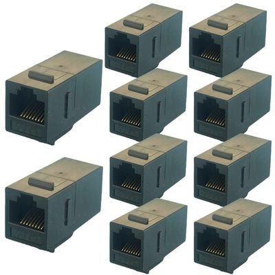 10 RJ45 CAT.6 Adapter Computer Network connectors Female to Female Computer 8P8C Module Black