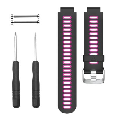 MAALYA 22MM Silicone Watchband Strap for Garmin Forerunner 220 230 235 620 630 735XT GPS Sports Watch Strap With Pins & Tools (Color : Black Rose, Size : 22mm)