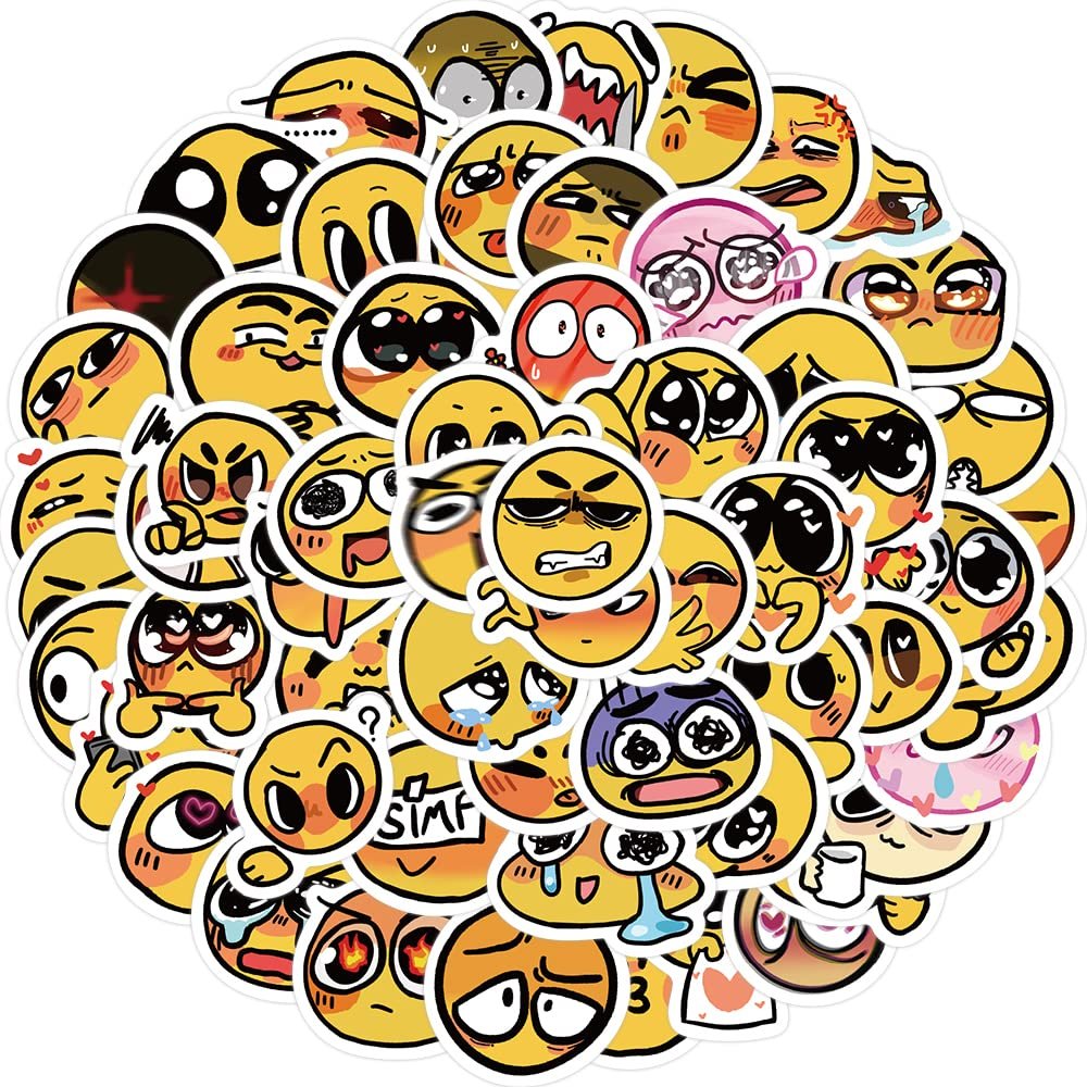 60Pcs Happy Smile and Sad Face Stickers Pack, Graffiti Waterproof Vinyl Stickers for Water Bottle Laptop Guitar Computer Phone Journal Scrapbooking, Cute Stickers