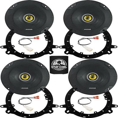 KICKER Speakers 6.5 inch for Toyota RAV4 2001-2018 Upgrade Kit - 4 Pack of CS Series with Adapters and Harness, Coaxial 6 1/2 Car Audio Front and Rear Door Speaker CSC65, 46CSC654