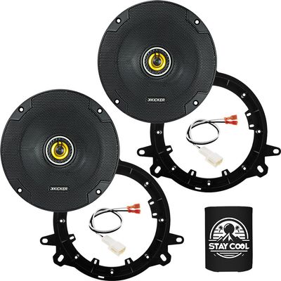 KICKER Speakers 6.5 inch for Toyota Highlander 2014-2019 Upgrade Kit - Pair of CS Series with Adapters and Harness, Coaxial 6 1/2 Car Audio Rear Door Speaker CSC65, 46CSC654