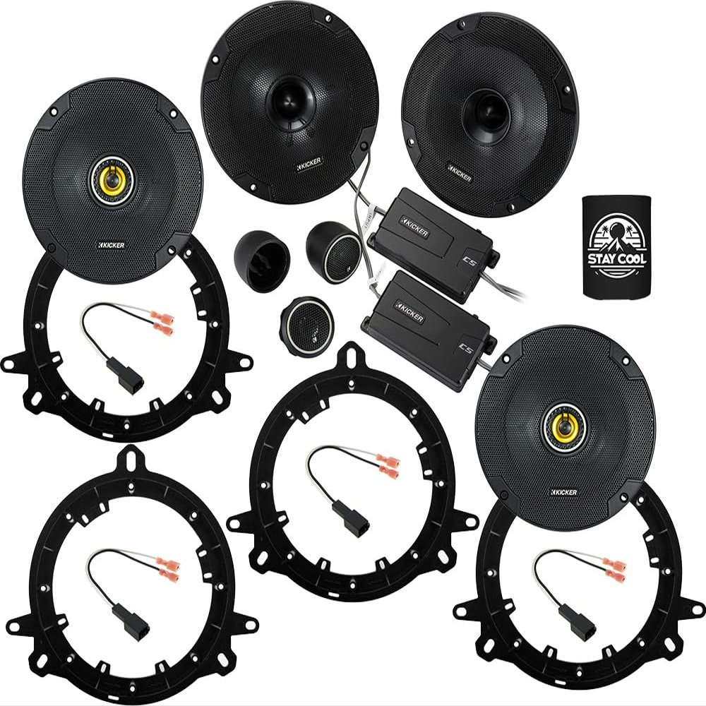 KICKER Front and Rear Door 6.5 Speakers Kit for Toyota RAV4 2019-2024 Upgrade Kit - 2 Pairs of CS Series 6 1/2 Inch Speakers with Adapters and Harnesses - 46CSS654 & 46CSC654