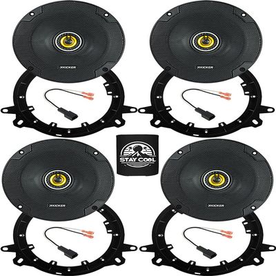 KICKER Speakers 6.5 inch for Toyota RAV4 2019-2024 Upgrade Kit - 4 Pack of CS Series with Adapters and Harness, Coaxial 6 1/2 Car Audio Front and Rear Door Speaker CSC65, 46CSC654