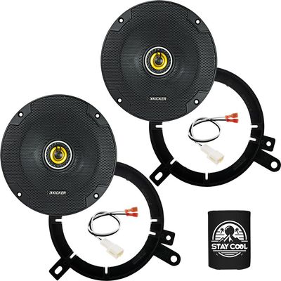 KICKER Speakers 6.5 inch for Toyota Highlander 2001-2007 Upgrade Kit - Pair of CS Series with Adapters and Harness, Coaxial 6 1/2 Car Audio Front Door Speaker CSC65, 46CSC654