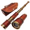 Antique Nautical Spyglass Brass Designer Telescope Marine Handheld Telescope Binoculars 17.5 Inch with Leather Box Vintage Style 30X Best for Gift HGR