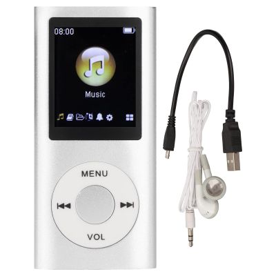 MP3 Player Stylish Multifunctional Lossless Sound Slim 1.8 Inch LCD Screen Portable MP3 Music Player (Silver)