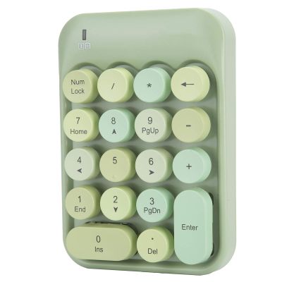 Dilwe AK18 Universal Numeric Keypad with USB Receiver, Mini 18 Keys Retro Portable Keyboard with Chocolate , Compatible with Windowa XP / 7/8/10 / (Fantasy Green)