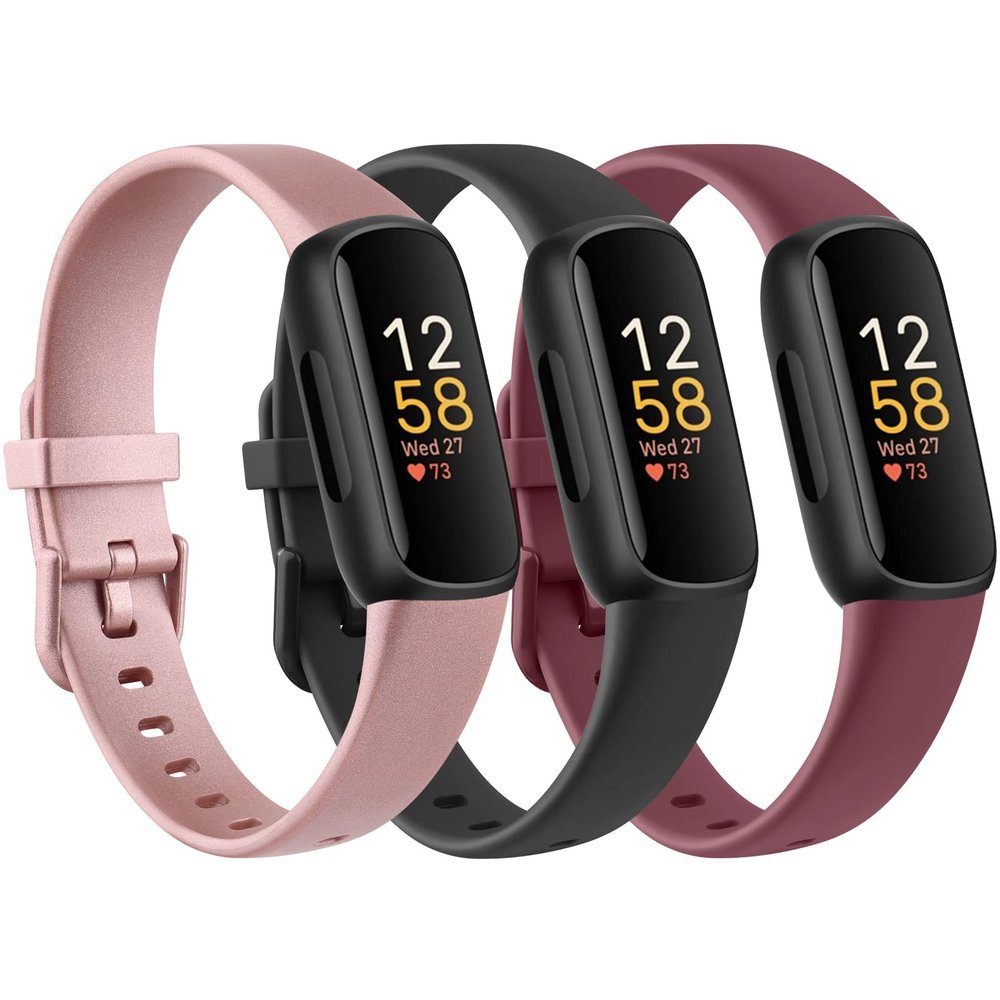 3 Pack Bands for Fitbit Inspire 3 Bands for Women Men, Sport Silicone Adjustable Replacement Straps for Fitbit Inspire 3 Fitness Tracker